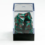 Raven Queen Dice Set - Dadi Vampiri con Ankh Verde Smeraldo/Rosso