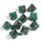 Raven Queen Dice Set - Dadi Vampiri con Ankh Verde Smeraldo/Rosso