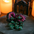 Raven Queen Dice Set - Dadi Vampiri con Ankh Verde Smeraldo/Rosso