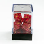 Raven Queen Dice Set - Dadi Vampiri con Ankh Rosso Rubino/Oro